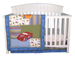COOL KIDS ROOMS NASCAR 3 Piece Crib Bedding Set