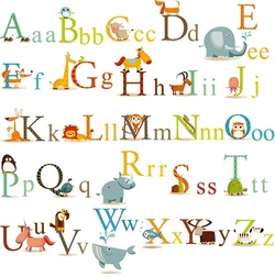 COOL KIDS ROOMS Animals Alphabet Baby Nursery Peel & Stick Wall Art Sticker Decals