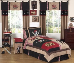 COOL KIDS ROOMS Treasure Cove Pirate Childrens Bedding 4pc Twin Set