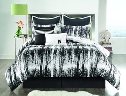 COOL KIDS ROOMS Sunset and Vine Woodland 6-Piece XL Twin Comforter Set, Black/White