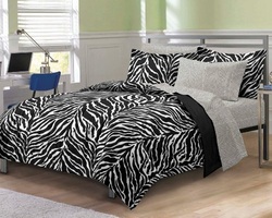 COOL KIDS ROOMS Zebra Black Ultra Soft Microfiber 5 Pc Twin  Comforter Sheet Set