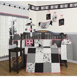 COOL KIDS ROOMS Black White Flower & Dot 13PCS Crib Bedding Set 