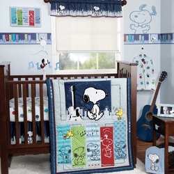 COOL KIDS ROOMS Bedtime Originals Hip Hop Snoopy 3 Piece Crib Bedding Set, Blue