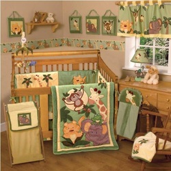 COOL KIDS ROOMS Jungle Babies 6 Piece Crib Bedding Set