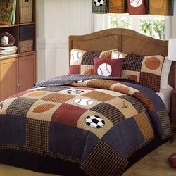COOL KIDS ROOMS CLASSIC SPORTS QUILT AND SHAM - TWIN
