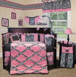 COOL KIDS ROOMS Pink Minky Zebra 13 PCS Crib Bedding 