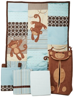 COOL KIDS ROOMS CUTE MONKEY BABY'S CRIB BEDDING AND DECOR
