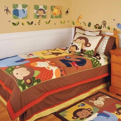 COOL KIDS ROOMS Kids Line Twin Quilt And 1 Sham - Jungle 123
