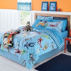 COOL KIDS ROOMS Jumping Monkeys Kids Full Comforter Set (8 Piece Bed In A Bag) 