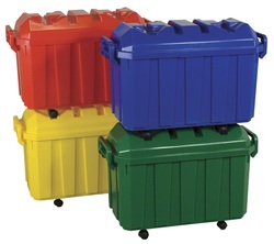 COOL KIDS ROOMS ECR4Kids Stackable Storage Trunks, Pack of 4, Assorted Colors w/Casters