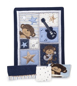COOL KIDS ROOMS Carter's 4 Piece Crib Bedding Set, Monkey Rock Star