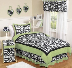 COOL KIDS ROOMS Lime Funky Zebra Childrens Bedding 4 pc Twin Set