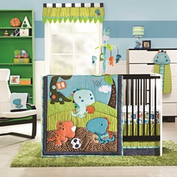 COOL KIDS ROOMS Dino Sports 5 Piece Soccer Baby Crib Bedding Set