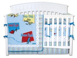 COOL KIDS ROOMS Dr. Seuss 4 Piece Crib Bedding Set One Fish Two Fish