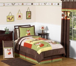 COOL KIDS ROOMS Woodland Forest Animals Kids Bedding 4pc Boys Twin Set 