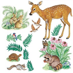 COOL KIDS ROOMS Wallies Woodland Animals Wallpaper Mural, 2-Sheet