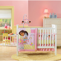 COOL KIDS ROOMS Nickelodeon Dora the Explorer 4 Piece Crib Bedding Set