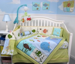 COOL KIDS ROOMS SoHo Gold Fish Aquarium Baby Crib Bedding Set 13 pcs