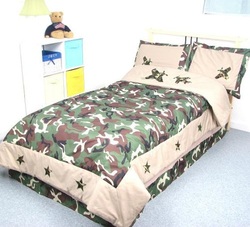 COOL KIDS ROOMS CAMOUFLAGE ARMY BOYS TWIN BEDDING SET 5 PCS