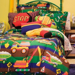COOL KIDS ROOMS Trucks Bulldozers Toys Boys Reversible Twin Comforter Bed In A Bag Set