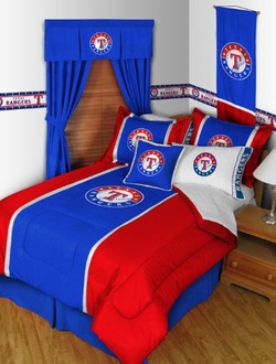 COOL KIDS ROOMS Texas Rangers MLB Full Comforter, Sheets & Shams (7 Piece Bedding)