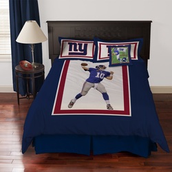 COOL KIDS ROOMS NFL Biggshots Bedding - New York Giants Eli Manning Comforter Set 5 Pcs Full