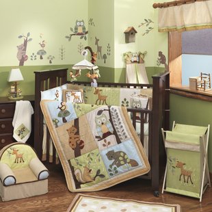 COOL KIDS ROOMS Lambs & Ivy Enchanted Forest 6 Pc Baby Crib Bedding Set 