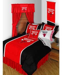 COOL KIDS ROOMS NBA Chicago Bulls Bedding Set - 5pc Comforter Sheets Full