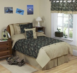 COOL KIDS ROOMS Army Green Camo Childrens Bedding 4pc Twin Set by Sweet Jojo Designs