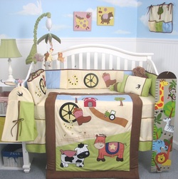 COOL KIDS ROOMS Baby Boy Farmland Ranch Baby Crib Nursery Bedding Set 13 pcs 