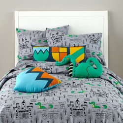 COOL KIDS ROOMS Medieval Castle Bedding - Twin Grey Knighty Knight